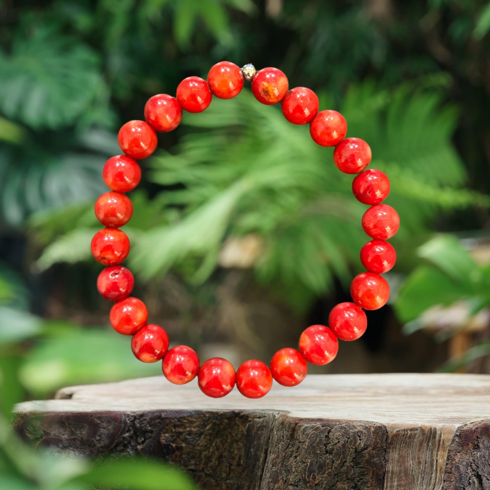 UNTREATED Tiny Coral Bracelet for Women | 2 mm Genuine high quality Aka Red Coral Beaded Bracelet | Stacking Bracelet