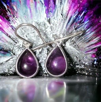 Amethyst silver earrings 925