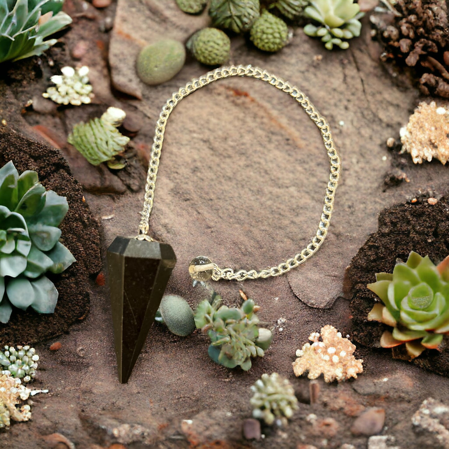 Black Tourmaline Faceted Pendulum