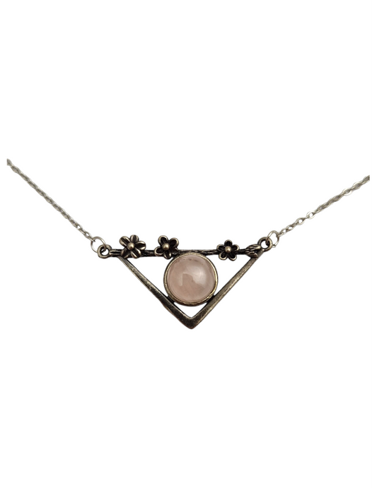 Triangle pendant in Rose Quartz 3.5cm