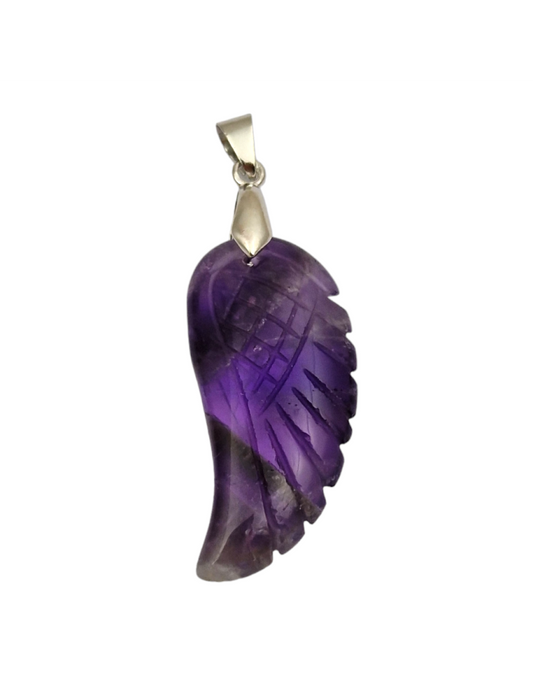 Amethyst Wing Pendant 4cm