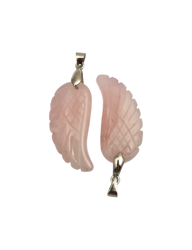 Rose Quartz Wing Pendant 4 cm